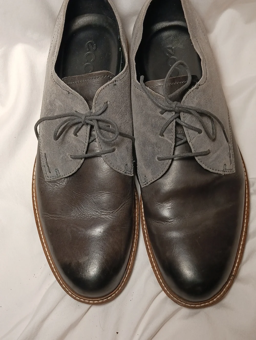 Ecco Men's Two-Tone Gray Leather & Suede Lace-Up Derby Shoes